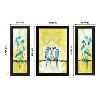 Set of 3 Sitting Birds Satin Matt Texture UV Art Painting 3