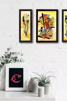 Set of 3 Abstract Object Satin Matt Texture UV Art Painting