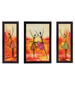 Set of 3 Abstract Dancing Lady Satin Matt Texture UV Art Painting