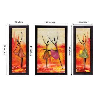 Set of 3 Abstract Dancing Lady Satin Matt Texture UV Art Painting 3