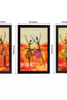 Set of 3 Abstract Dancing Lady Satin Matt Texture UV Art Painting