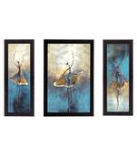 Set of 3 Abstract Dancing Lady Satin Matt Texture UV Art Painting