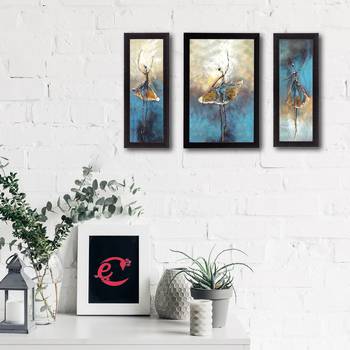 Set of 3 Abstract Dancing Lady Satin Matt Texture UV Art Painting 2