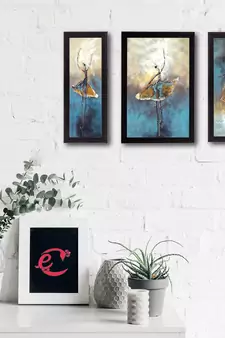 Set of 3 Abstract Dancing Lady Satin Matt Texture UV Art Painting