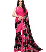 Pink Printed Georgette Saree With Blouse