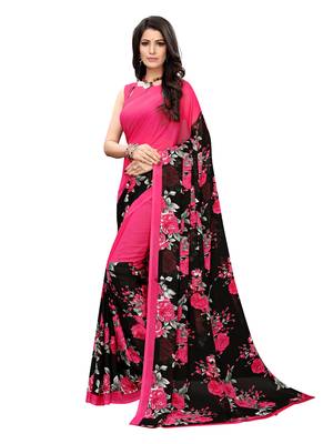 Pink Printed Georgette Saree With Blouse 3