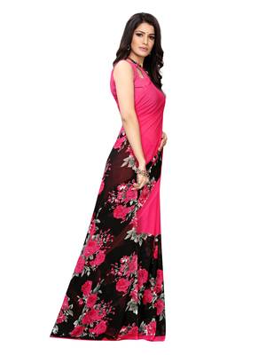 Pink Printed Georgette Saree With Blouse 4