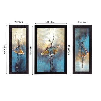 Set of 3 Abstract Dancing Lady Satin Matt Texture UV Art Painting 3