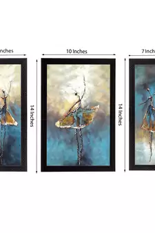 Set of 3 Abstract Dancing Lady Satin Matt Texture UV Art Painting