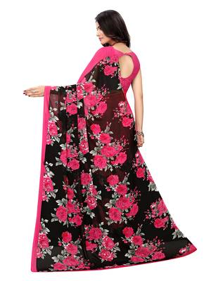 Pink Printed Georgette Saree With Blouse 5