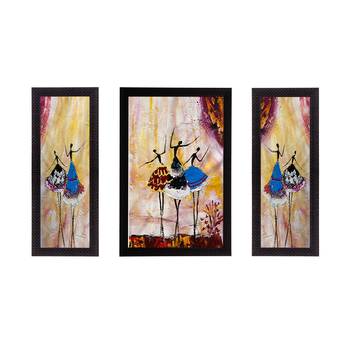 Set of 3 Abstract Dancing Lady Satin Matt Texture UV Art Painting 1