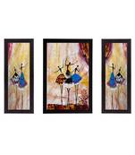 Set of 3 Abstract Dancing Lady Satin Matt Texture UV Art Painting