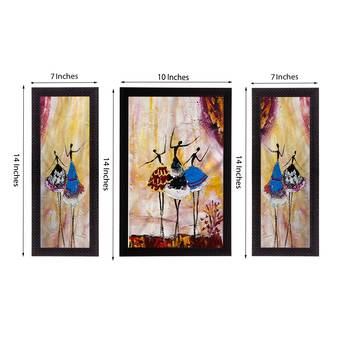Set of 3 Abstract Dancing Lady Satin Matt Texture UV Art Painting 3
