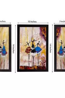 Set of 3 Abstract Dancing Lady Satin Matt Texture UV Art Painting
