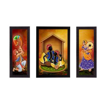 Set of 3 Musician Satin Matt Texture UV Art Painting 1