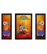 Set of 3 Radha Krishna Satin Matt Texture UV Art Painting