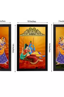 Set of 3 Radha Krishna Satin Matt Texture UV Art Painting