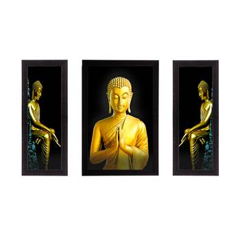 Set of 3 Lord Buddha Satin Matt Texture UV Art Painting 1