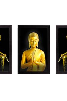 Set of 3 Lord Buddha Satin Matt Texture UV Art Painting