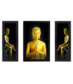 Set of 3 Lord Buddha Satin Matt Texture UV Art Painting