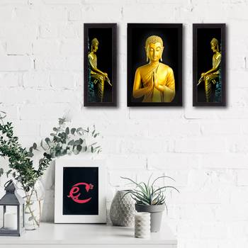 Set of 3 Lord Buddha Satin Matt Texture UV Art Painting 2