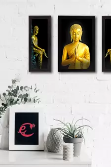 Set of 3 Lord Buddha Satin Matt Texture UV Art Painting