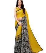Yellow Printed Georgette Saree With Blouse