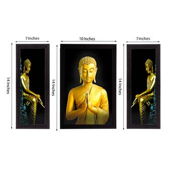 Set of 3 Lord Buddha Satin Matt Texture UV Art Painting 3