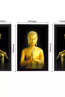 Set of 3 Lord Buddha Satin Matt Texture UV Art Painting