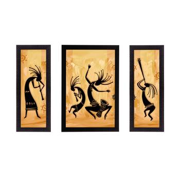 Set of 3 Abstract Dancing Creatures Satin Matt Texture UV Art Painting 1