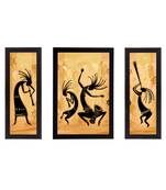 Set of 3 Abstract Dancing Creatures Satin Matt Texture UV Art Painting