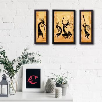 Set of 3 Abstract Dancing Creatures Satin Matt Texture UV Art Painting 2