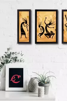 Set of 3 Abstract Dancing Creatures Satin Matt Texture UV Art Painting