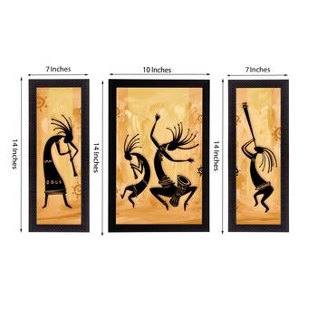 Set of 3 Abstract Dancing Creatures Satin Matt Texture UV Art Painting 3