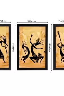 Set of 3 Abstract Dancing Creatures Satin Matt Texture UV Art Painting