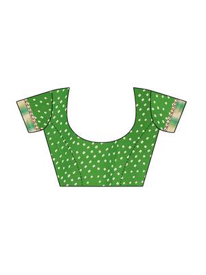 Green printed georgette saree with blouse 5