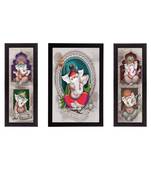 Set of 3 Lord Ganesha Satin Matt Texture UV Art Painting