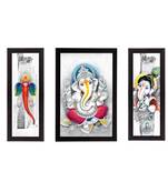 Set of 3 Lord Ganesha Satin Matt Texture UV Art Painting