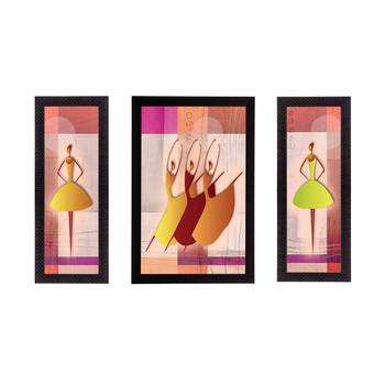 Set of 3 Abstract Dancing Lady Satin Matt Texture UV Art Painting 1
