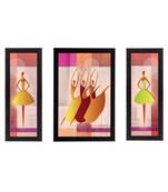 Set of 3 Abstract Dancing Lady Satin Matt Texture UV Art Painting