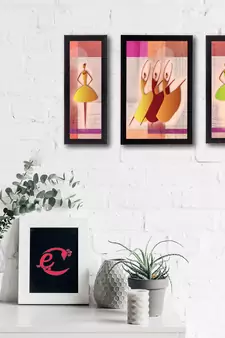 Set of 3 Abstract Dancing Lady Satin Matt Texture UV Art Painting