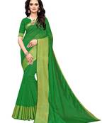 Green Woven Chanderi Silk Saree With Blouse