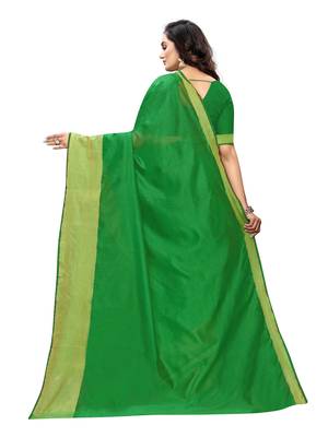 Green Woven Chanderi Silk Saree With Blouse 4