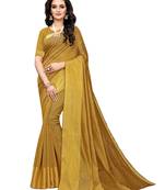 Yellow Woven Chanderi Silk Saree With Blouse