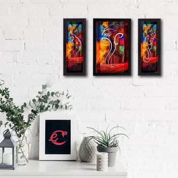 Set of 3 Lord Ganesha Satin Matt Texture UV Art Painting 1