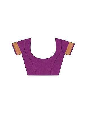 Purple Woven Chanderi Silk Saree With Blouse 5