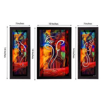 Set of 3 Lord Ganesha Satin Matt Texture UV Art Painting 2