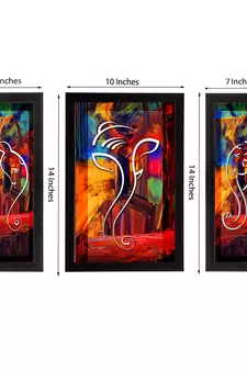 Set of 3 Lord Ganesha Satin Matt Texture UV Art Painting