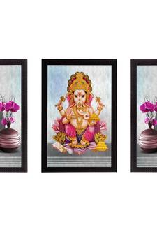 Set of 3 Lord Ganesha Satin Matt Texture UV Art Painting
