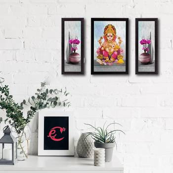 Set of 3 Lord Ganesha Satin Matt Texture UV Art Painting 2